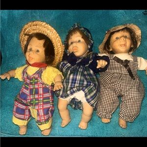 Dolls Vintage Bean Bag GI-Go Toys 8"in Kids GiGo Baby Expressions Lot of Three